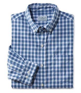 L.L.Bean Stretch Twill Shirt, Long-Sleeve Slightly Fitted Plaid