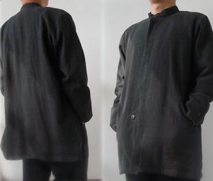 041 veste hommes doublée coton lin Blent, mouche devant, col Mao, modifié en costume de Tang, fait à la commande, faite sur mesure Costume chinois.