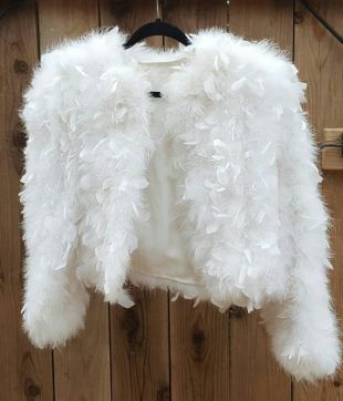 VESTE en plume blanc Vintage