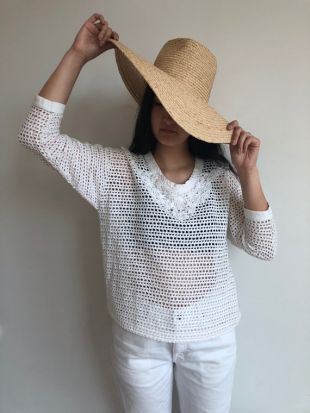 Maille Crochet Vintage Top blanc, station Cover Up