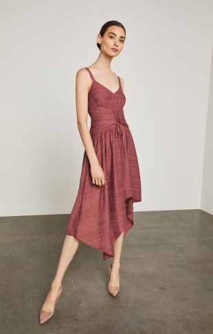 BCBGMAXAZRIA Sleeveless Lace-Up Asymmetrical Dress