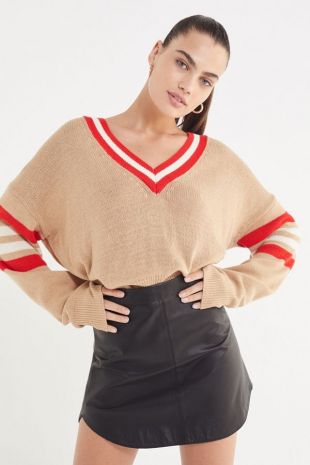 UO Kristen V-Neck Varsity Sweater