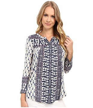 Lucky Brand - Lucky Brand Women's Woodblock Printed Top, Natural Multi ...