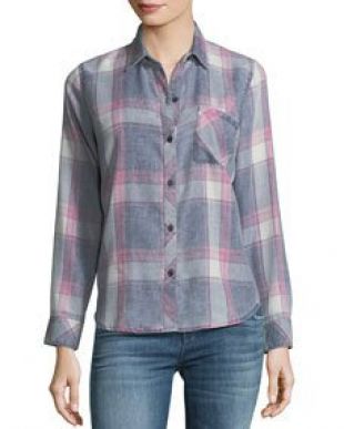 Rails - Rails Hunter Button Front Long Sleeve Plaid Shirt, Storm Pink ...