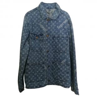 Jean jacket blue printed LV Louis Vuitton worn by Vald in the video  Steps of The Emperor S03E1 of Alkpote