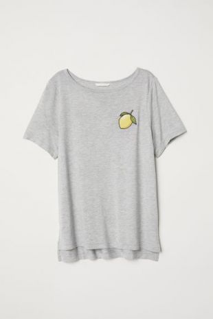 T shirt with a motif   Grey marl/Lemon    | H&M GB