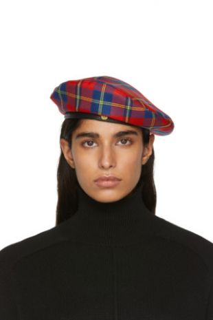 Red Plaid Medusa Beret