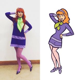 Femmes Violet Daphne Scooby Doo Mystery 60 S Cartoon Costume Déguisement UK 8-18 