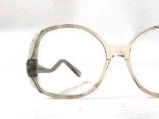 Vintage des années 70 goutte bras oeil lunettes oversize vert olive pêche lunettes montures lunettes rondes