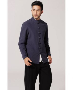 Design asiatique classique / lumière en lin hommes veste avec col officier / 14 couleurs / RAMIES