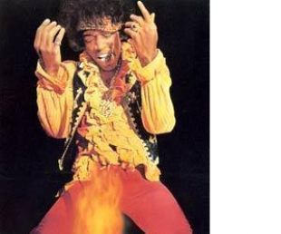 Jimi Hendrix Guitar Fire Vintage16X20 Color Music Memorabilia Photo