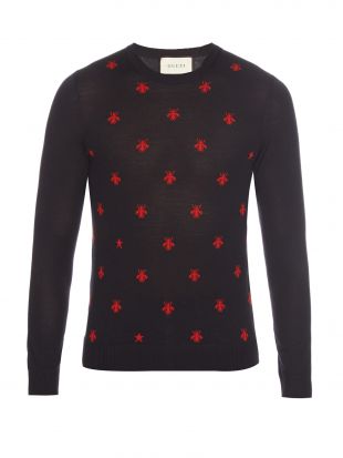GUCCI - Long-sleeved bee-intarsia wool sweater