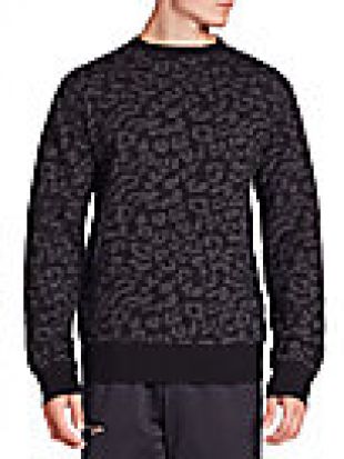 Ovadia & Sons Leopard Crewneck Merino Wool Sweater