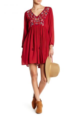 angie - Angie - Floral Embroidered Gathered Dress