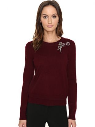 Kate Spade New York Embellished Brooch Sweater