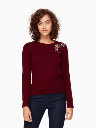 embellished brooch sweater