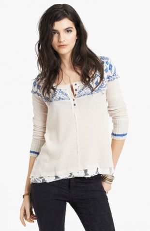 Free People 'Cabin in the Woods' Pieced Henley Top