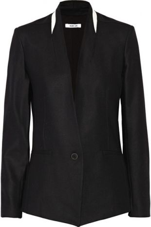 Helmut Lang Blazer en sergé avec finition en cuir