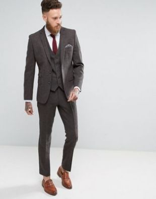 Moss London Skinny Suit In Brown Tweed at asos.com
