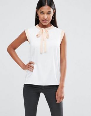 Vesper Sleeveless Blouse With Tie Neck