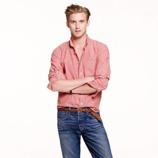 Slim Japanese chambray shirt in sunwashed red