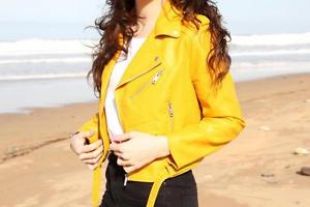 Zara Yellow faux leather jacket