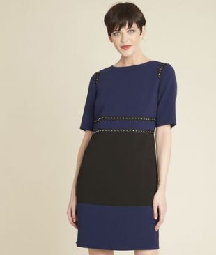 Robe marine bicolore détails clous