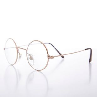 Vintage Lunettes De Soleil Rond Clair Thé lentille lunettes Cadre Rétro Shades Golden Frame 