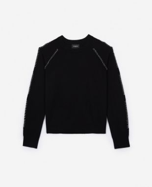 Pull laine et cachemire noir piercings