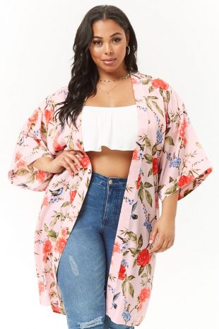 Forever 21 - Plus Size Floral Print Satin Kimono | Forever 21