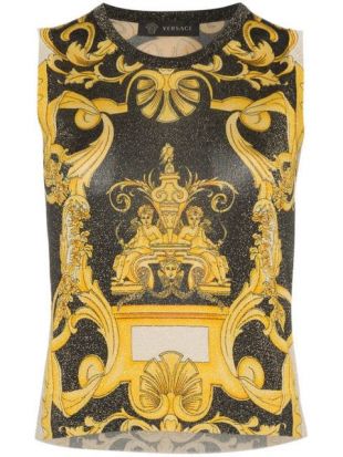 Versace Top Barocco à Design Sans Manches