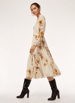 knee length dresses for ladies Cyria Elegant Maxi Gown - Lightweight Viscose with Long Sleeves and Refined Draped Shape main image 1
