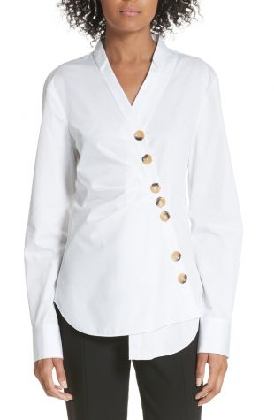 Tibi Asymmetrical Large Button Top