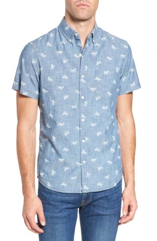 Slim Fit Embroidered Zebras Sport Shirt