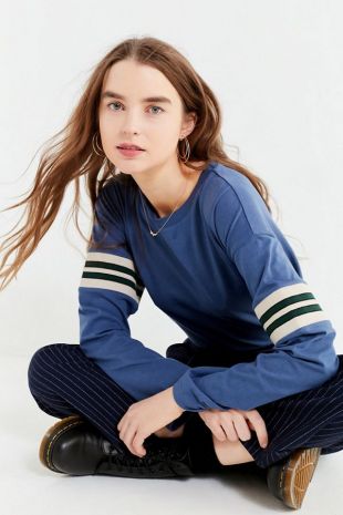 Tipped Striped Long Sleeve Tee