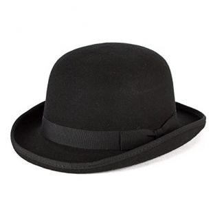 Chapeau Melon Dur Noir Laine (Noir, 56 cm)