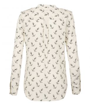 Equipment White Anchor Annabelle Collarless Silk Shirt