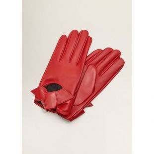 Gants en cuir avec noeud