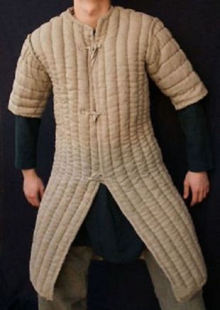 Chameau épais couleur jeu long rembourré médiéval Gambeson manches demi de film Armor