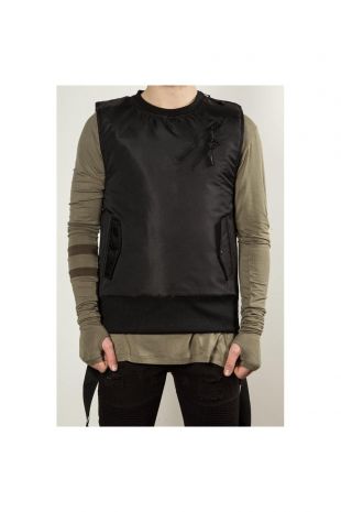 Strapped Bomber Vest Black by Intro
