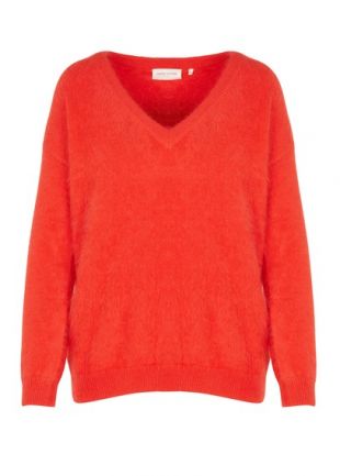 Pull col en V ample en anglora 'Scarlet' par Marie Sixtine