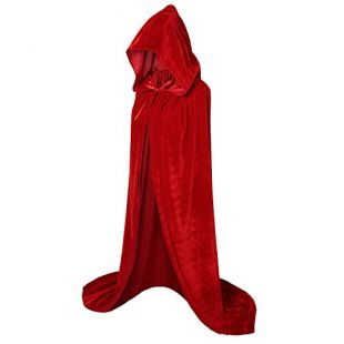 VGLOOK Manteau Capuche Pleine Longueur Unisexe Adultes Cape de Velours Cosplay Costumes 59 "