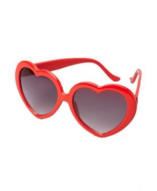 Lunette de soleil et soirée en forme de Coeur Rouge