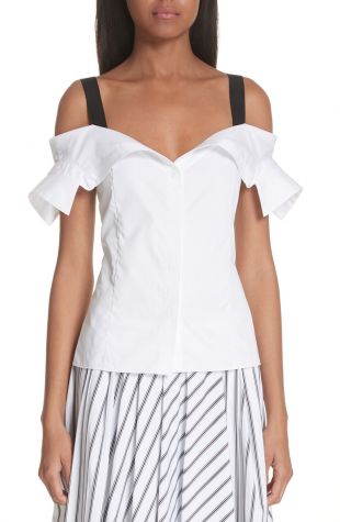 Jason Wu Grosgrain Trim Off the Shoulder Top