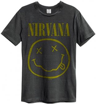 Amplified Nirvana 'Smiley Face' T-Shirt Clothing (Extra Large) Grey