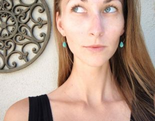 Boucles D'oreilles Goutte Perles Résine Turquoise – Acier Doré, Pendantes, Neuf