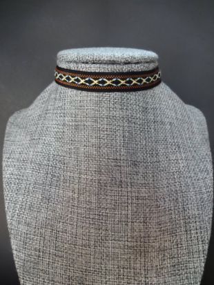 Collier Noir Brodé Sur Métal Argenté Sans Nickel - Modèle 2720 - Neuf Avec étiquettes