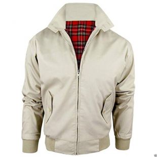 Classic Vintage Retro Harrington Bomber Jacket Beige main image 1