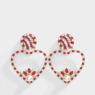 Boucles d'oreille fleuries rouges effet batik en argile polymère