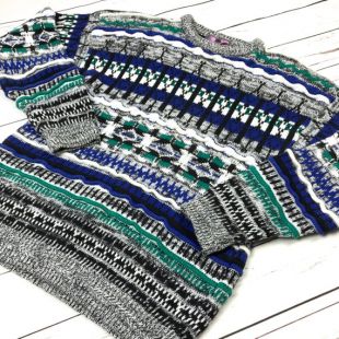 VTG 80 s 90 s rétro rayé RAS de cou tricot pull M